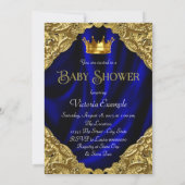 Invitation Baby shower Blue Gold African American Prince (Dos)