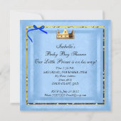 Invitation Baby shower Blue Gold Boy Prince (Dos)
