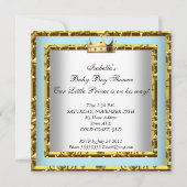 Invitation Baby shower Blue Gold Boy prince de couronne 2 (Dos)