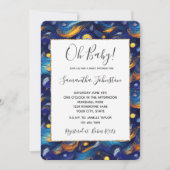 Invitation Baby shower Blue Gold Starry Sky (Devant)