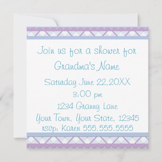 Invitation Baby shower Blue Grand-mère (Dos)