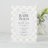 Invitation Baby shower Blue & Green Bows (Debout devant)