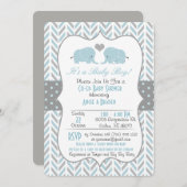 Invitation Baby shower Blue Grey (Devant / Derrière)