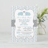 Invitation Baby shower Blue Grey (Debout devant)