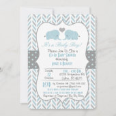 Invitation Baby shower Blue Grey (Devant)