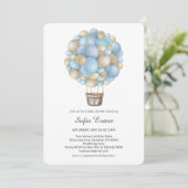 Invitation Baby shower Blue Hot Air (Debout devant)