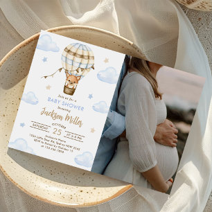 Invitation Baby shower Blue Hot Air Balloon Boy Photo