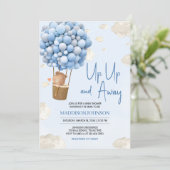 Invitation Baby shower Blue Hot Air Balloon Up and Away (Debout devant)