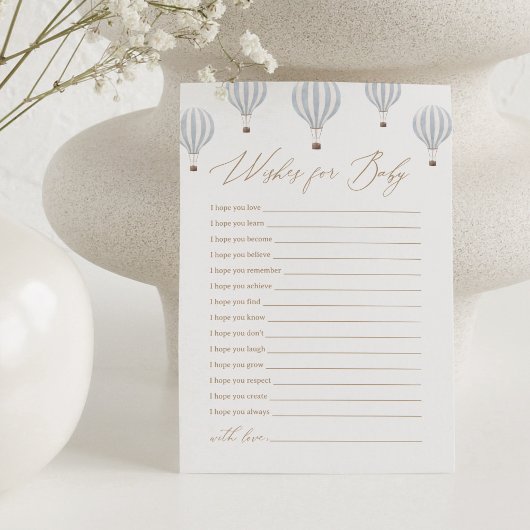Invitation Baby shower Blue Hot Air Balloon Voeux pour bébé