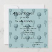 Invitation Baby shower Blue Hot Air Balloons (Dos)