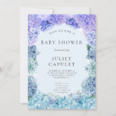 Invitation Baby shower Blue Hydrangea (Devant)