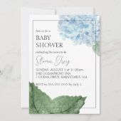 Invitation Baby shower Blue Hydrangea (Devant)