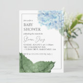Invitation Baby shower Blue Hydrangea (Debout devant)