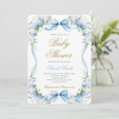 Invitation Baby shower Blue Hydrangea (Debout devant)