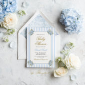 Invitation Baby shower Blue Hydrangea
