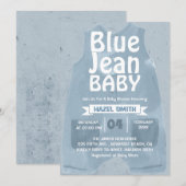 Invitation Baby shower Blue Jean Baby Denim (Devant / Derrière)