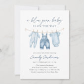 Invitation Baby shower Blue Jean Boy (Devant)