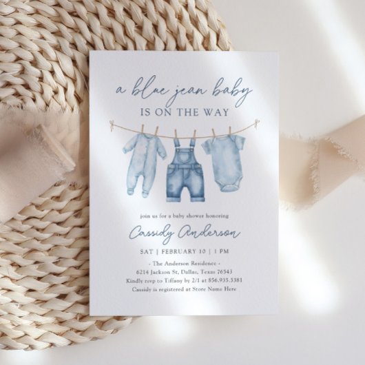 Invitation Baby shower Blue Jean Boy
