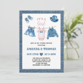 Invitation Baby shower Blue Jean Girl (Debout devant)
