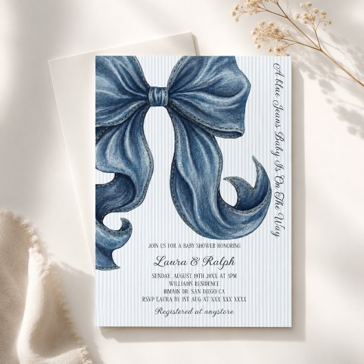 Invitation Baby Shower Blue Jeans Bébé