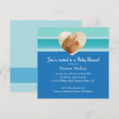 Invitation Baby shower Blue Little Feet pour bébé garçon (Devant / Derrière)