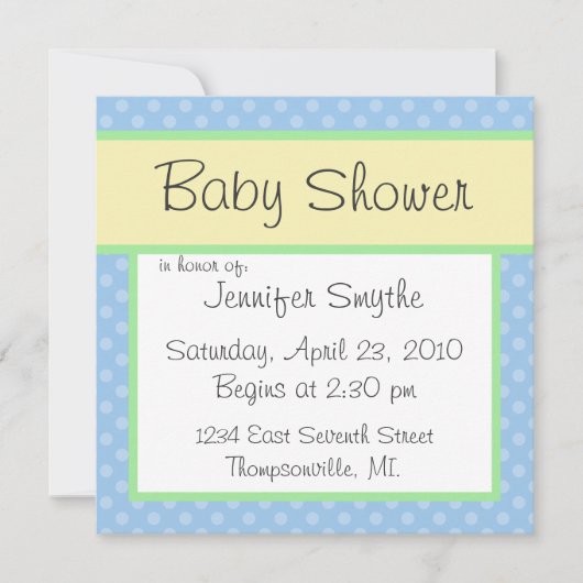 Invitation Baby shower Blue Polka Dotty (Devant)