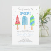 Invitation Baby shower Blue Popsicle (Debout devant)