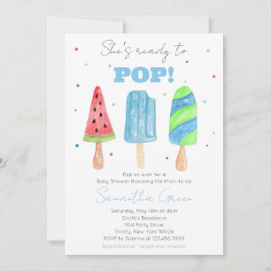 Invitation Baby shower Blue Popsicle