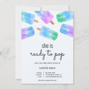 Invitation Baby Shower Blue Popsicle Prêt à éclater