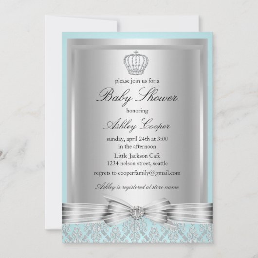 Invitation Baby shower Blue Prince (Devant)