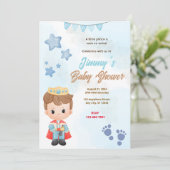 Invitation Baby shower Blue Prince (Debout devant)