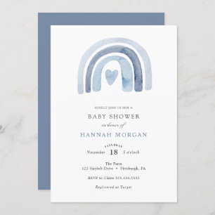Invitation Baby shower Blue Rainbow