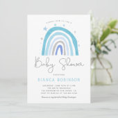 Invitation Baby shower Blue Rainbow Boy (Debout devant)