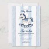Invitation Baby shower Blue Rocking Horse (Devant)