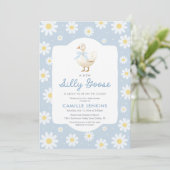 Invitation Baby shower Blue Silly Goose Boy (Debout devant)