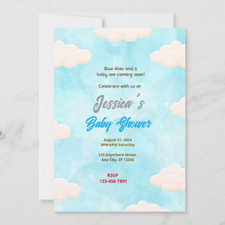 Invitation Baby shower Blue Skies