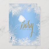 Invitation Baby shower Blue Snowflake (Devant / Derrière)