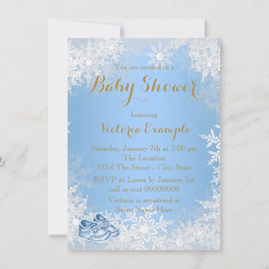 Invitation Baby shower Blue Snowflake (Dos)