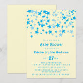 Invitation Baby shower Blue Stars (Devant / Derrière)