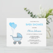 Invitation Baby shower Blue Stroller (Debout devant)