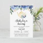 Invitation Baby shower Blue Tea Party (Debout devant)