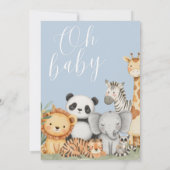 Invitation Baby shower Blue Tropical Jungle Safari Animaux (Dos)