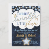 Invitation Baby shower Blue Twinkle Little Star (Devant)