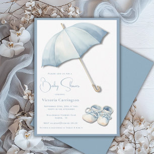 Invitation Baby shower Blue Umbrella Baby Chaussures