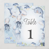 Invitation Baby shower Blue Under the Sea Boys Numéro de tabl (Devant / Derrière)