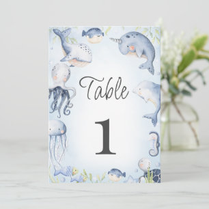 Invitation Baby shower Blue Under the Sea Boys Numéro de tabl