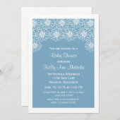 Invitation Baby shower Blue Whimsical Daisies (Devant / Derrière)