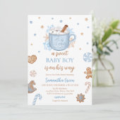Invitation Baby shower Blue Winter Boy (Debout devant)