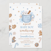 Invitation Baby shower Blue Winter Boy (Devant / Derrière)
