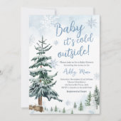 Invitation Baby shower Blue Winter Wonderland (Devant)